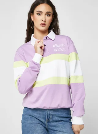 Varsity Sweatshirt With Collar & Cuff