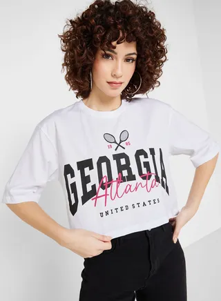 Oversized Graphic Crop T-Shirt