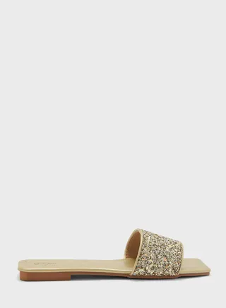 Glitter Starp Flat Sandals