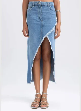 Woman Long Fit Denim Skirt
