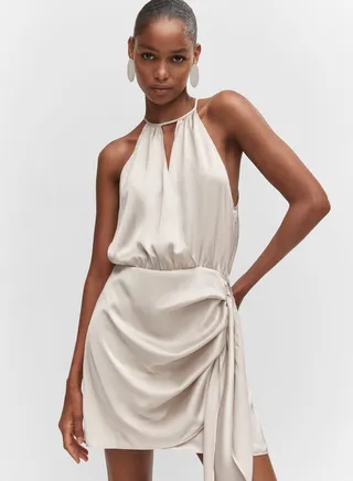 Halter Neck Cut Out Wrap Dress