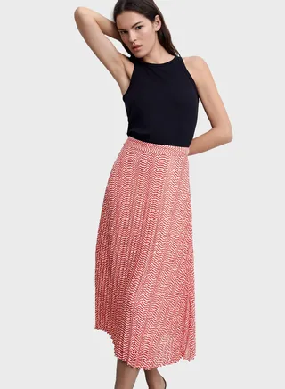 Plisse Printed Skirt