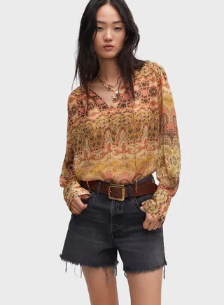 Printed Drawstring Top