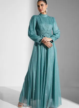 Embroidered Shimmer Dress