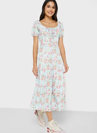 Square Neck Puff Sleeve Dress