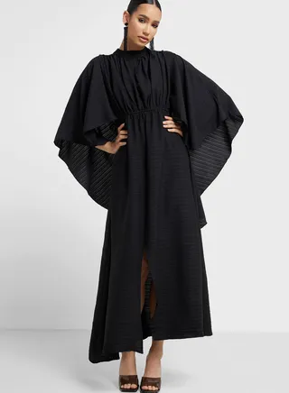 Keyhole Detail Cape Style Dress