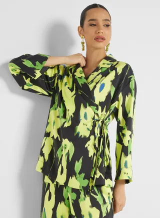 Floral Printed Tie Detail Wrap Top