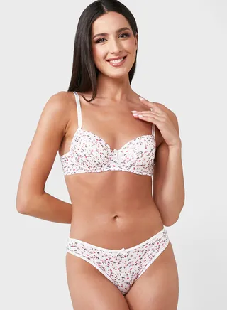 Floral Print Bra & Brief Set