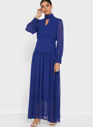 Puff Sleeve Chiffon Dress