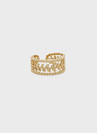 Akiha Beaded Leaf Design Ring