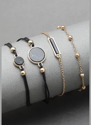Set of 4 Gold Plated Designer Stone Bracelet
