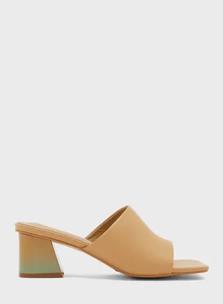 Flared Heel Squared Toe Mule
