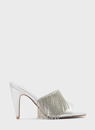 Diamante Fringed Mule Sandal