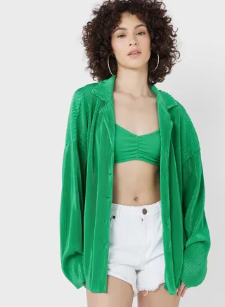 Button Down Plisse Shirt