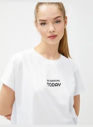 Slogan Printed Cotton Sport T-Shirt