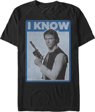 Men's Star Wars Han Solo Quote I Know T-Shirt - Black - Small