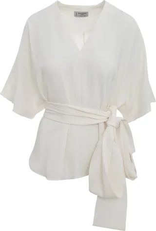 Blouse With V Neck And Belt