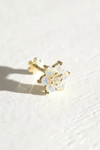 6.5mm Opal & Diamond Flower Threaded Stud by Maria Tash at Free People