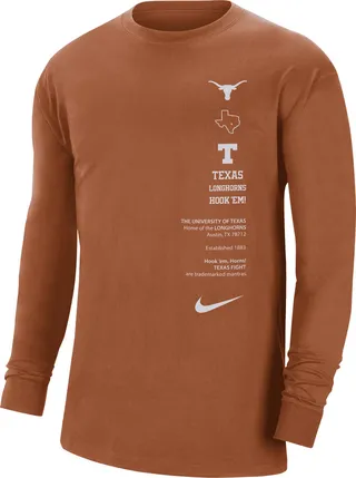 Nike Men's College Max 90 (Texas) Long-Sleeve T-Shirt in Orange