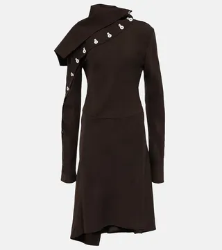 Mockneck padded taffeta mididress