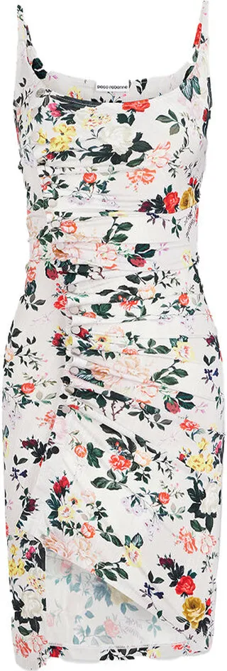 Draped Floral Mini Dress