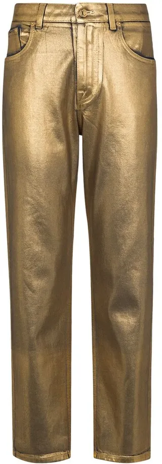 Metallic-Finish Boyfriend Jeans