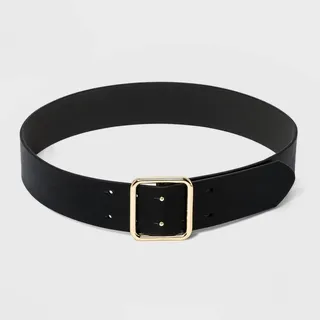 Women's Double Center Prong Belt - A New Day™ Black M