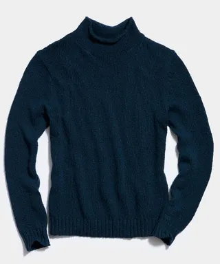 Cotton Linen Rollneck in Navy