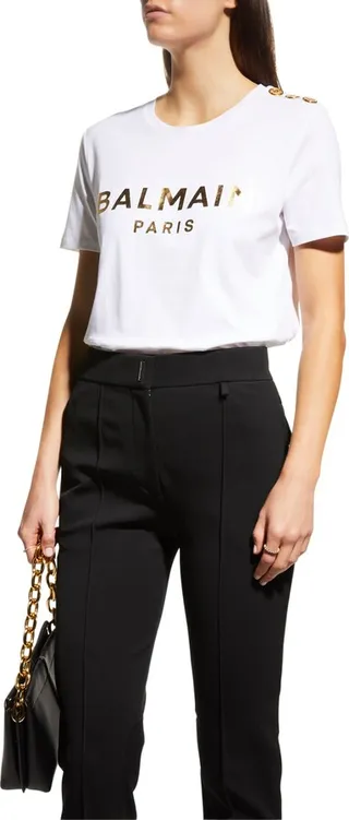 3-Button Metallic Logo T-Shirt