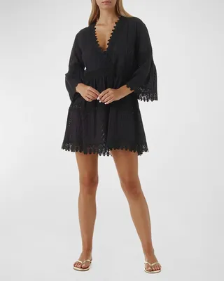 Victoria Lace-Trim Babydoll Mini Dress