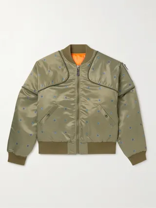 Convertible Printed Shell Bomber Jacket
