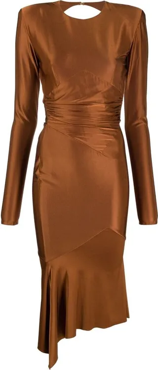 Open-Back Satin Midi Dress