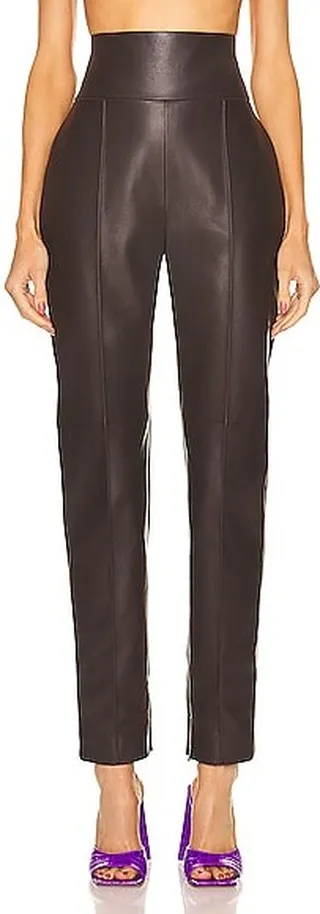 Alexandre Vauthier Leather Pant in Chocolate