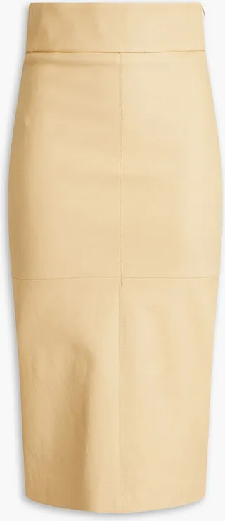 Leather midi pencil skirt