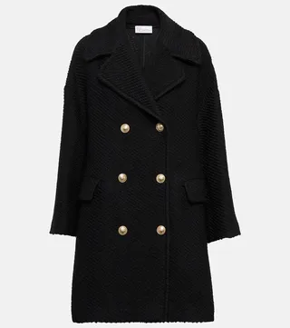Double-breasted wool-blend coat