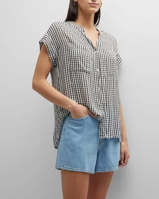 Gingham Mel Button-Front Blouse