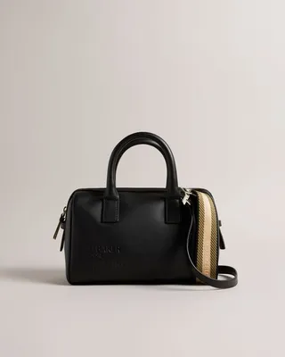 Branded Webbing Shoulder Bag in Black