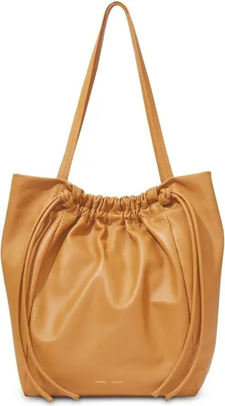Drawstring Leather Tote Bag