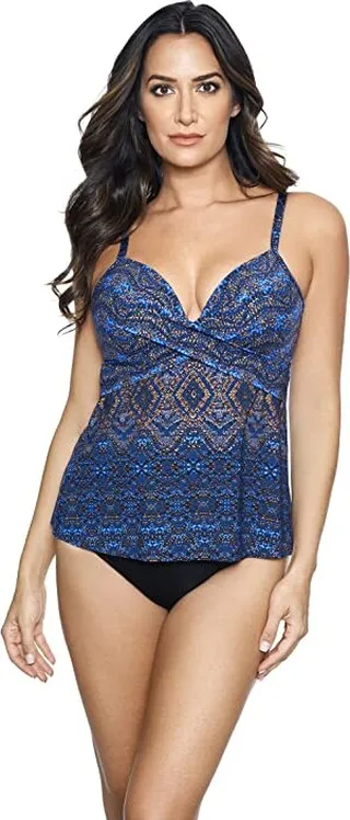 Miraclesuit Thebes Allura Tankini Top (Blue Multi) Women's Swimwear