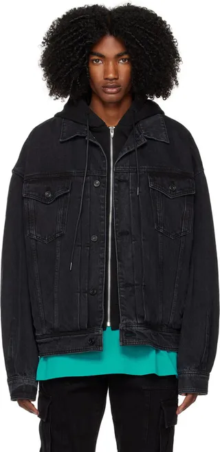 Juun.J Black Faded Denim Jacket