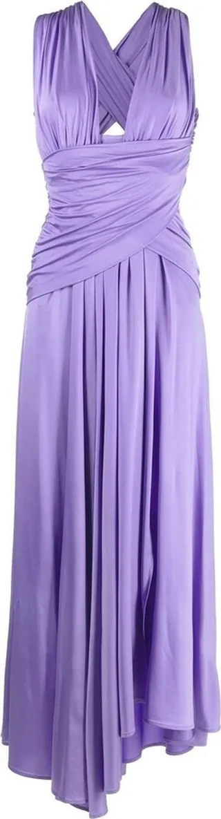Satin Plunge-Neck Gown
