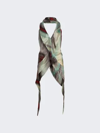 Halterneck Wishbone Top Teal And Red