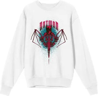 Batman Bat Mask And Bat Wings Men’s White Graphic Sweatshirt-XL