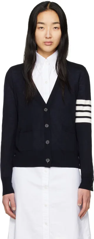 Thom Browne Navy 4-Bar Cardigan