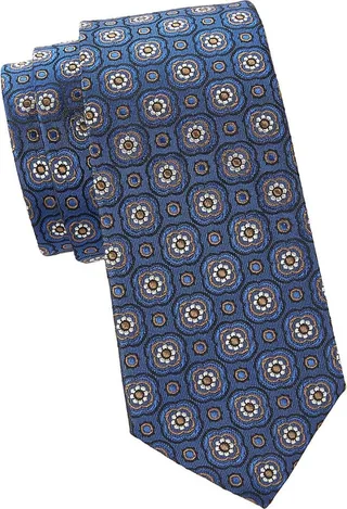 Medallion Pattern Silk Tie