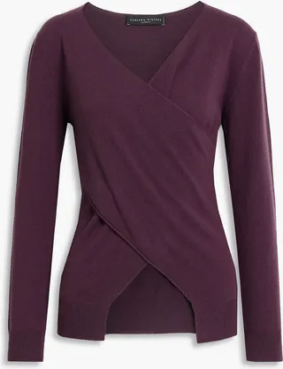 Wrap-effect draped cashmere sweater