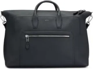 Grained-leather holdall with silver-tone logo lettering