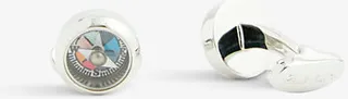 Mens Cyclist Stripe Compass-shape Multi-colour Panel Copper and Zinc Cufflinks
