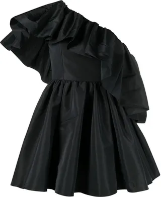 Ruffle-Shoulder Mini Dress