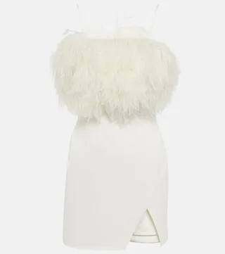 Feather-trimmed minidress